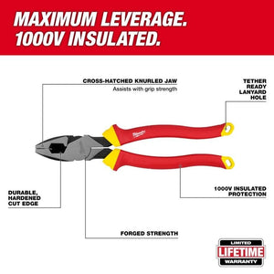 Milwaukee 48 - 22 - 2209 1000V Insulated 9in Linemans Pliers - Mississauga Hardware Centre Inc
