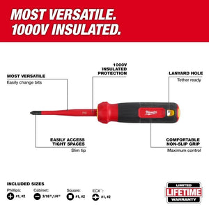 Milwaukee 48 - 22 - 2218 8 - in - 1 1000V Insulated Slim Tip Multi - Bit Screwdriver - Mississauga Hardware Centre Inc