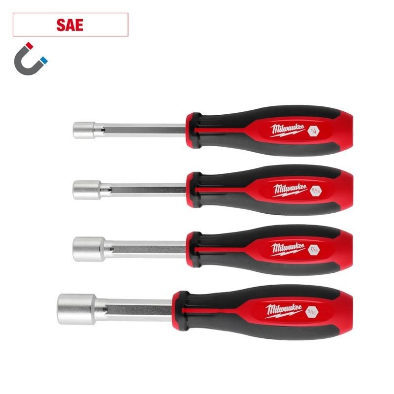 Milwaukee 48 - 22 - 2544 4pc Magnetic SAE HOLLOWCORE Nut Driver Set - Mississauga Hardware Centre Inc