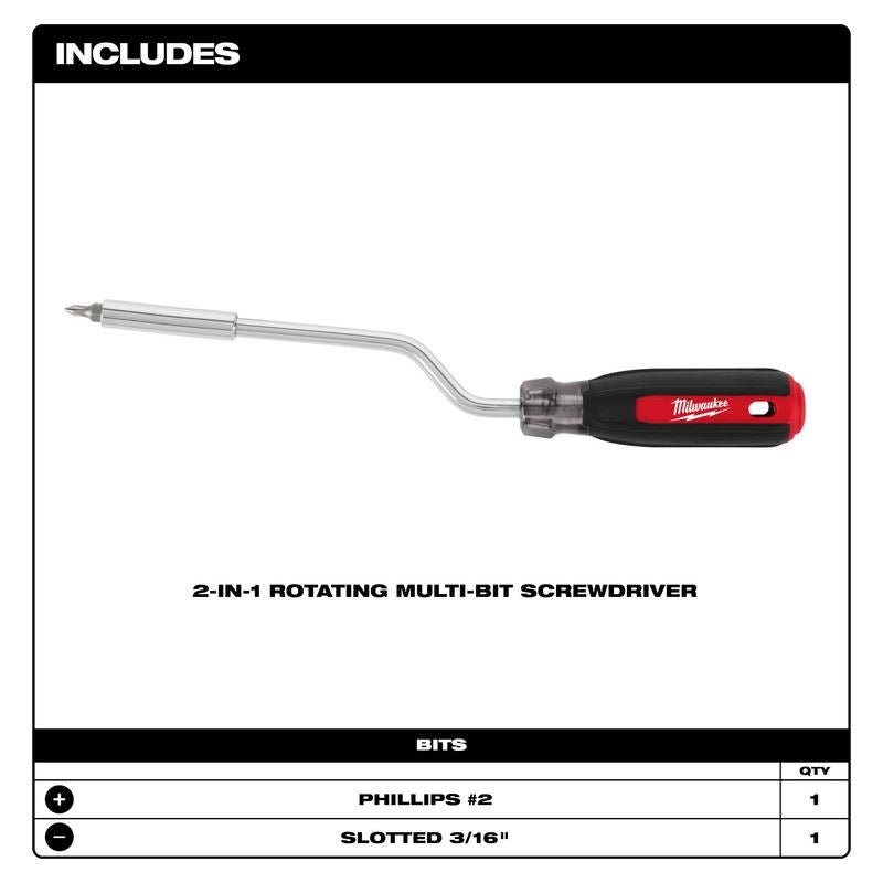 Milwaukee 48 - 22 - 2916 2 - in - 1 Rotating Multi - Bit Screwdriver - Mississauga Hardware Centre Inc