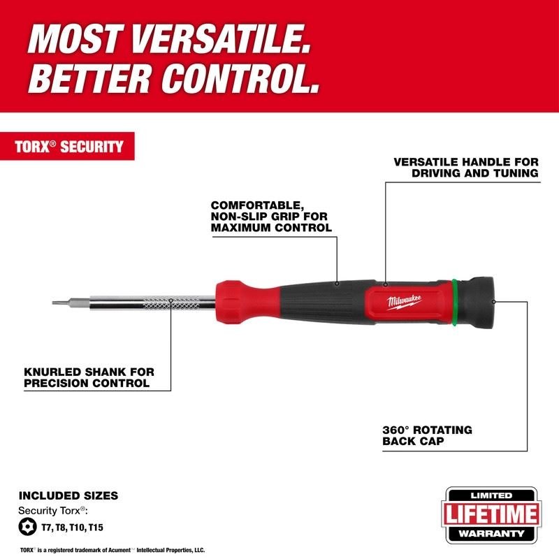 Milwaukee 48 - 22 - 2931 4 - in - 1 TORX Security Precision Multi - Bit Screwdriver - Mississauga Hardware Centre Inc