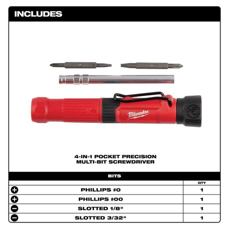 Milwaukee | 48 - 22 - 2932 4 - in - 1 Pocket Precision Multi - Bit Screwdriver - Mississauga Hardware Centre Inc