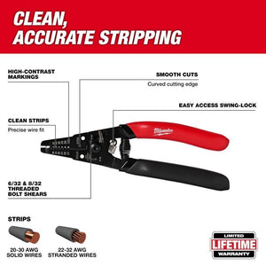 Milwaukee 48 - 22 - 3080 20 - 32 AWG Low Voltage Dipped Grip Wire Stripper and Cutter - Mississauga Hardware Centre Inc