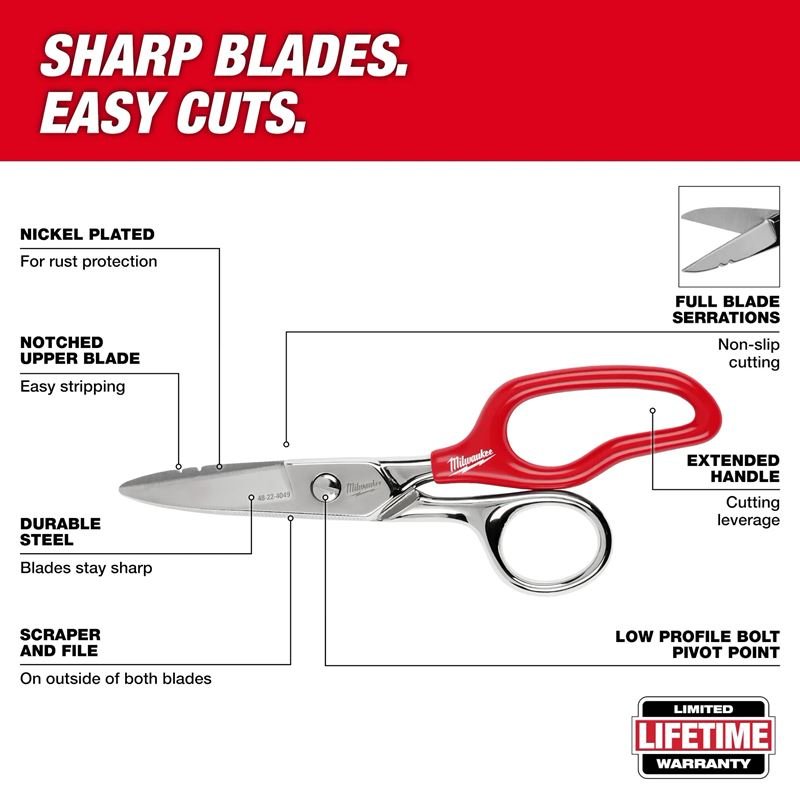 Milwaukee | 48 - 22 - 4049 Electrician Scissors with Extended Handle - Mississauga Hardware Centre Inc