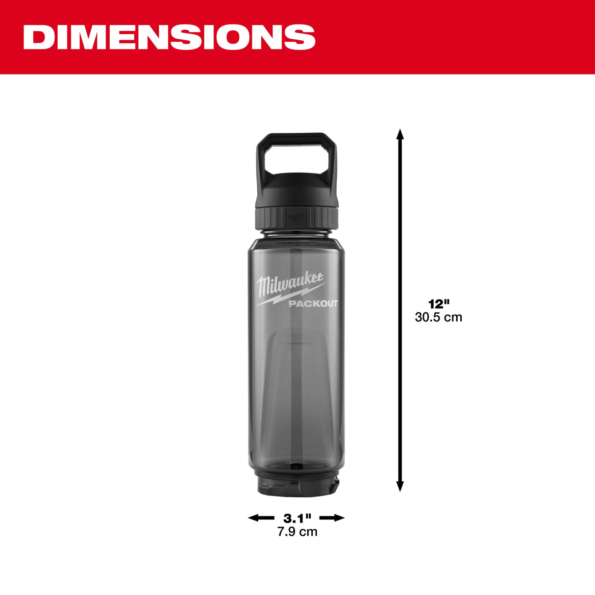 Milwaukee 48 - 22 - 8372B 34oz PACKOUT™ Bottle with Chug Lid - Black - Mississauga Hardware Centre Inc