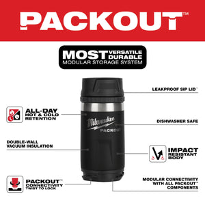 Milwaukee 48 - 22 - 8391B PACKOUT™ 12oz Insulated Bottle with Sip Lid - Black - Mississauga Hardware Centre Inc