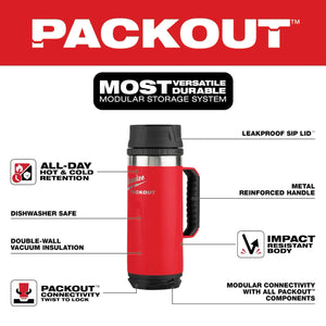 Milwaukee 48 - 22 - 8394R PACKOUT™ 18oz Insulated Mug with Sip Lid - Mississauga Hardware Centre Inc