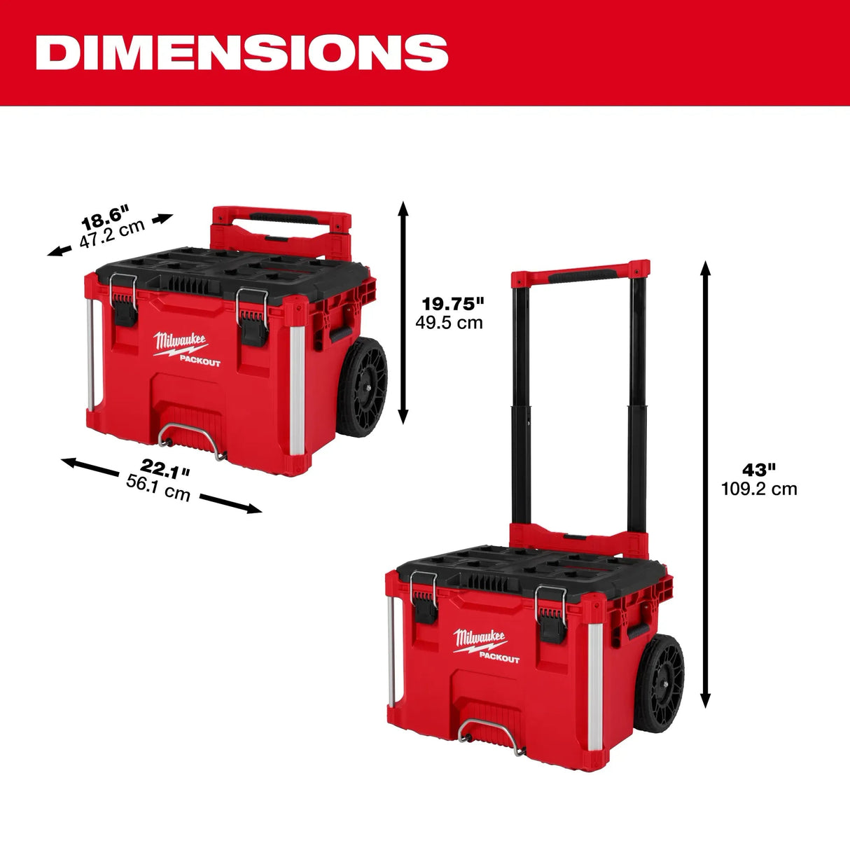 Milwaukee 48 - 22 - 8427 PACKOUT™ Rolling Tool Box With Fully Collapsible Handle - Mississauga Hardware Centre Inc