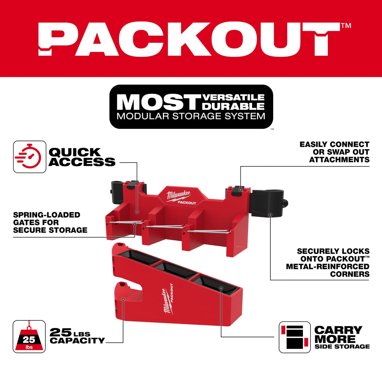 Milwaukee 48 - 22 - 8607 PACKOUT™ Tool Box Long Tool Holder Attachment - Mississauga Hardware Centre Inc