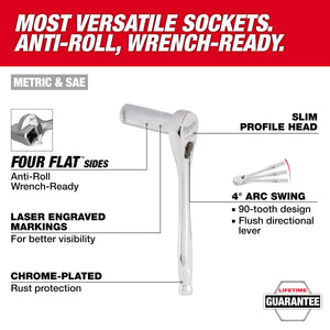 Milwaukee 48 - 22 - 9285 98pc 3/8" Drive 6 - Pt and 12 - Pt Metric & SAE Ratchet & Socket Set with PACKOUT™ Low - Profile Organizer - Mississauga Hardware Centre Inc