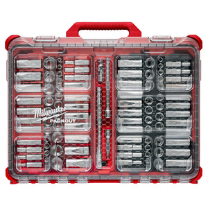 Milwaukee 48 - 22 - 9285 98pc 3/8" Drive 6 - Pt and 12 - Pt Metric & SAE Ratchet & Socket Set with PACKOUT™ Low - Profile Organizer - Mississauga Hardware Centre Inc