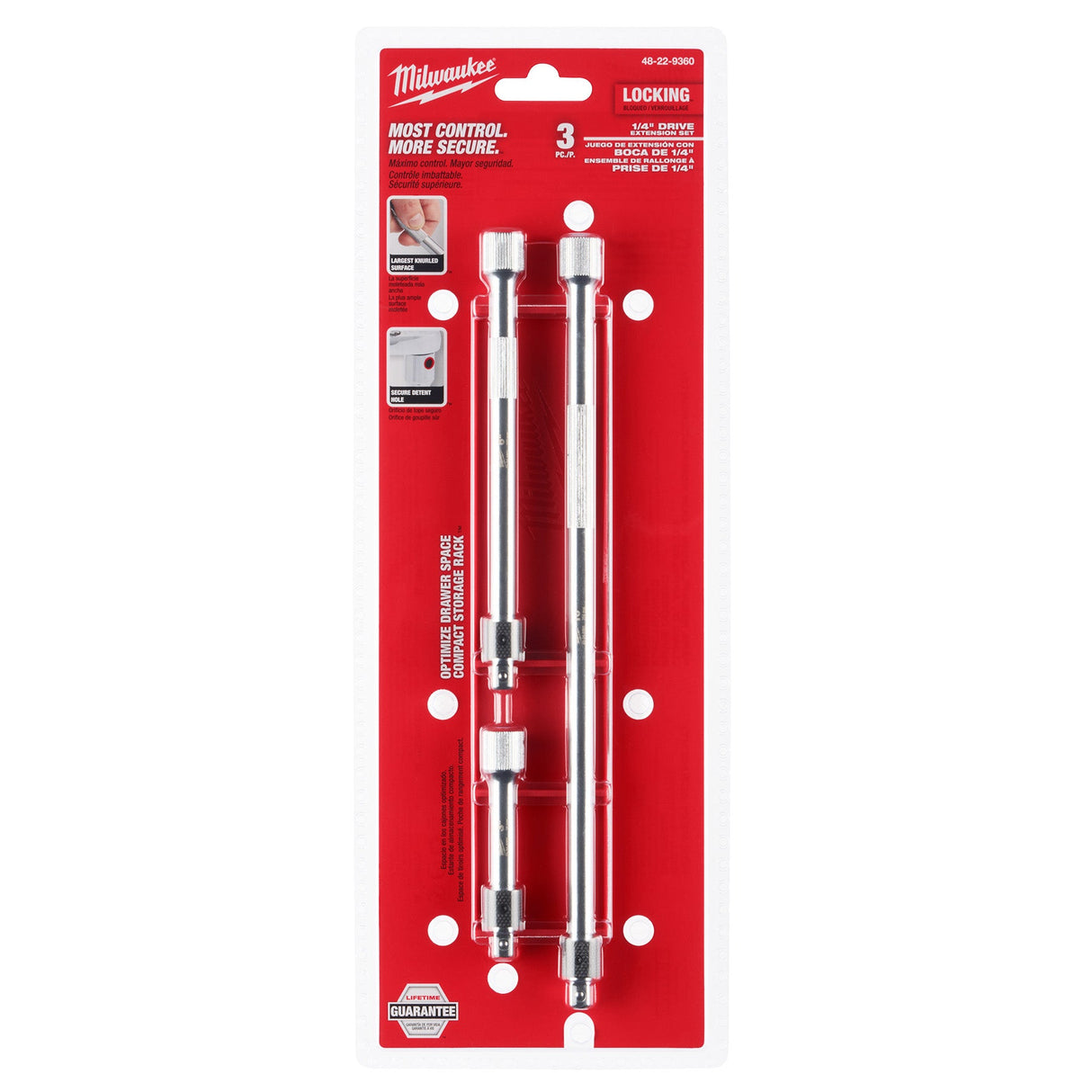Milwaukee 48 - 22 - 9360 3pc 1/4” Drive Locking Extension Set - Mississauga Hardware Centre Inc