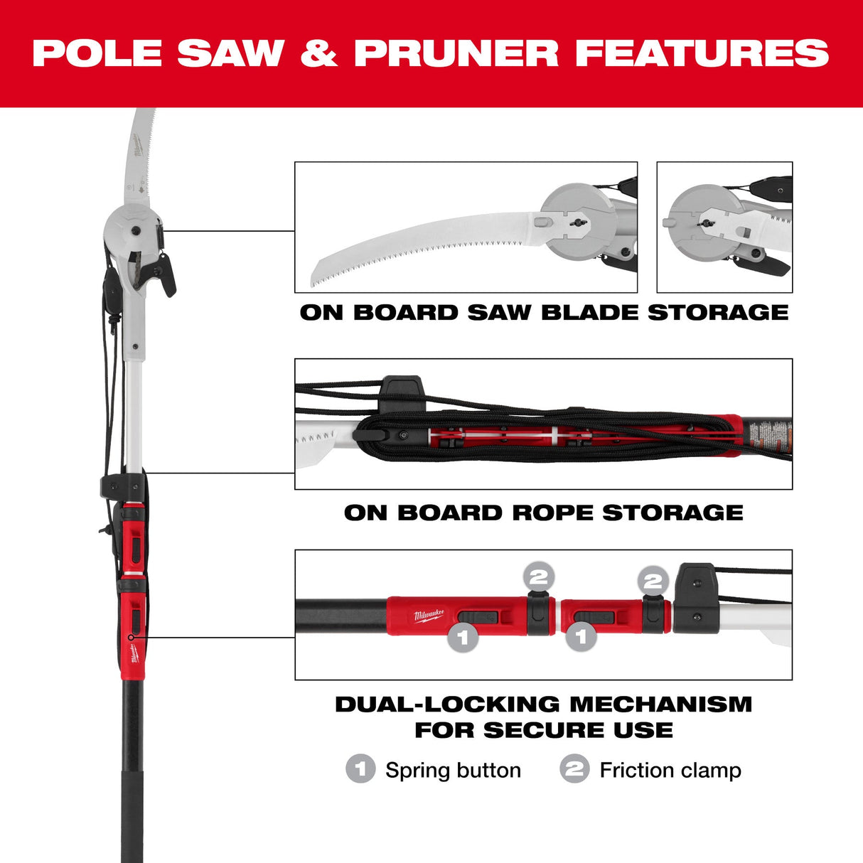 Milwaukee 48 - 22 - 9375 16' Pole Saw & Pruner - Mississauga Hardware Centre Inc