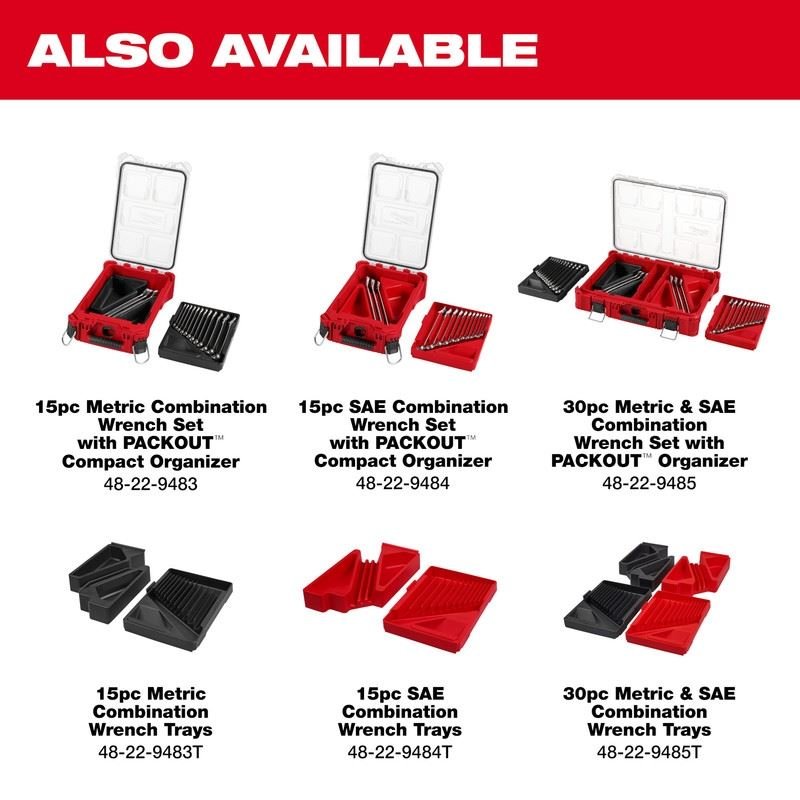 Milwaukee 48 - 22 - 9483 15pc Metric Combination Wrench Set with PACKOUT Compact Organizer - Mississauga Hardware Centre Inc