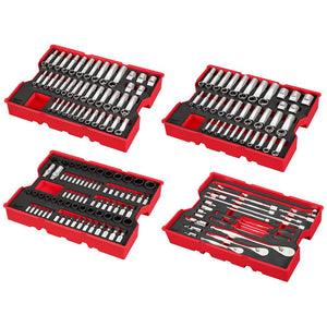 Milwaukee 48 - 22 - 9490 242pc. 1/4”, 3/8”, & 1/2” Drive Metric & SAE Ratchet & Socket Set with Trays for PACKOUT™ Drawers