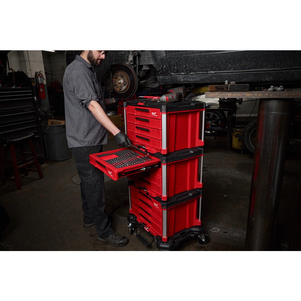 Milwaukee 48 - 22 - 9492 60pc. Metric & SAE Combination Wrench Set with PACKOUT™ 4 Drawer Tool Box
