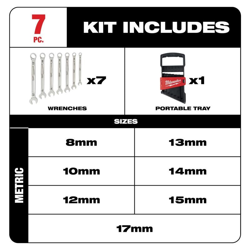 Milwaukee 48 - 22 - 9507 7pc Combination Wrench Set - Metric - Mississauga Hardware Centre Inc