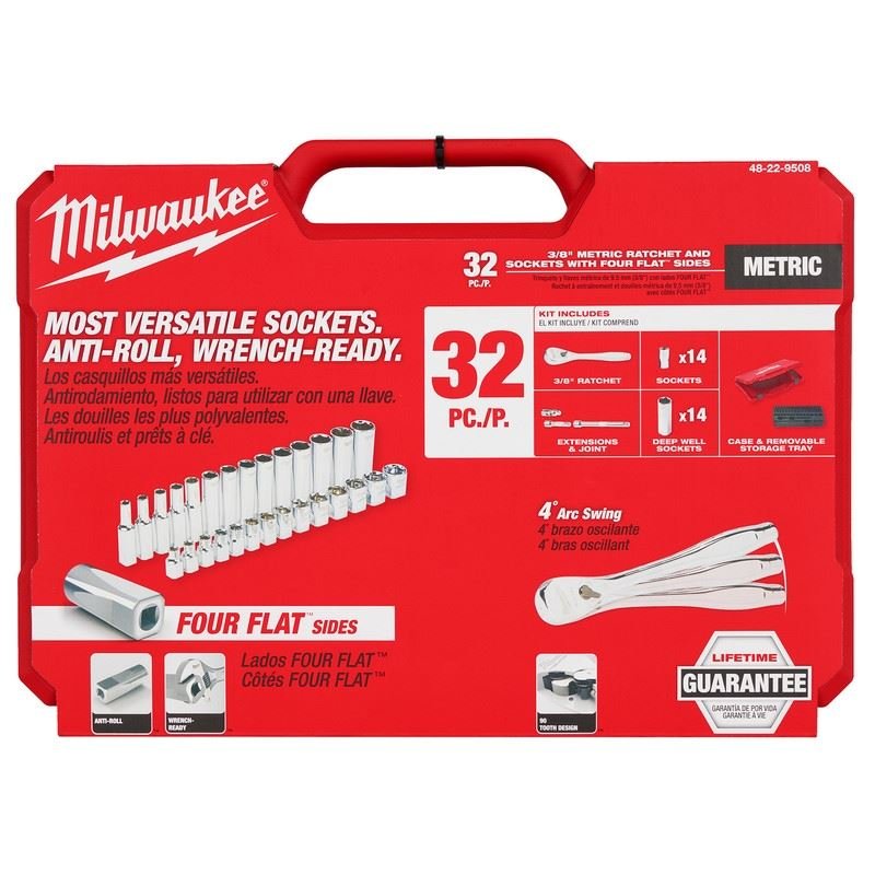 Milwaukee 48 - 22 - 9508 3/8in Drive 32pc Ratchet and Socket Set - Metric - Mississauga Hardware Centre Inc