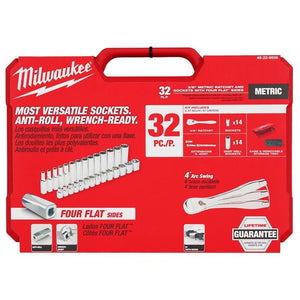Milwaukee 48 - 22 - 9508 3/8in Drive 32pc Ratchet and Socket Set - Metric - Mississauga Hardware Centre Inc