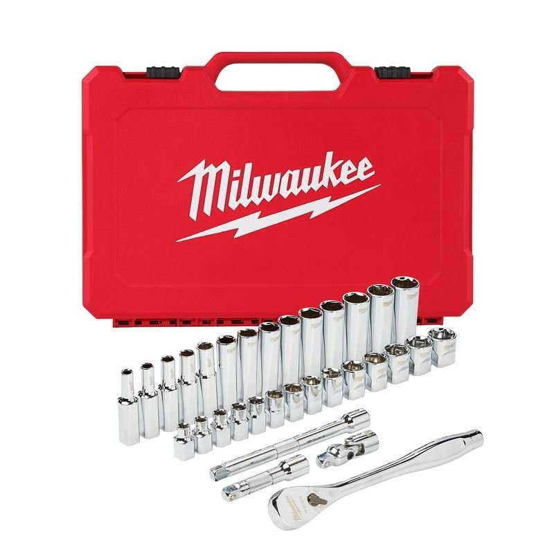 Milwaukee 48 - 22 - 9508 3/8in Drive 32pc Ratchet and Socket Set - Metric - Mississauga Hardware Centre Inc