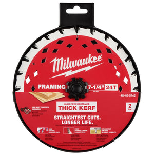Milwaukee 48 - 40 - 0742 7 - 1/4" 24T Thick Kerf Framing Circular Saw Blade - 2PK - Mississauga Hardware Centre Inc