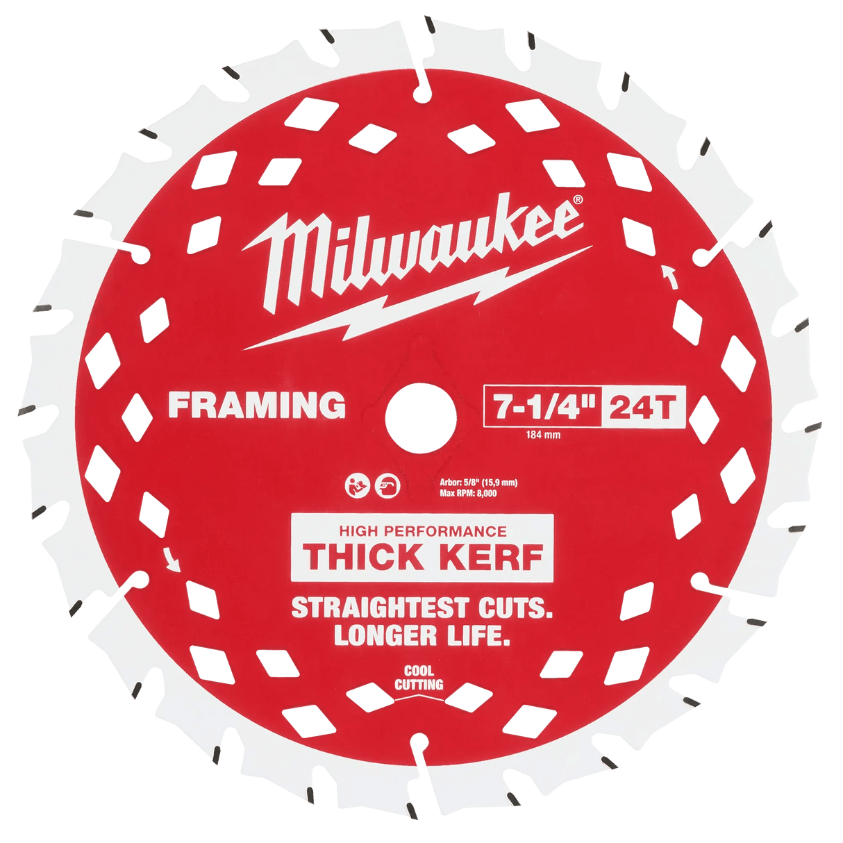 Milwaukee 48 - 40 - 0742 7 - 1/4" 24T Thick Kerf Framing Circular Saw Blade - 2PK - Mississauga Hardware Centre Inc