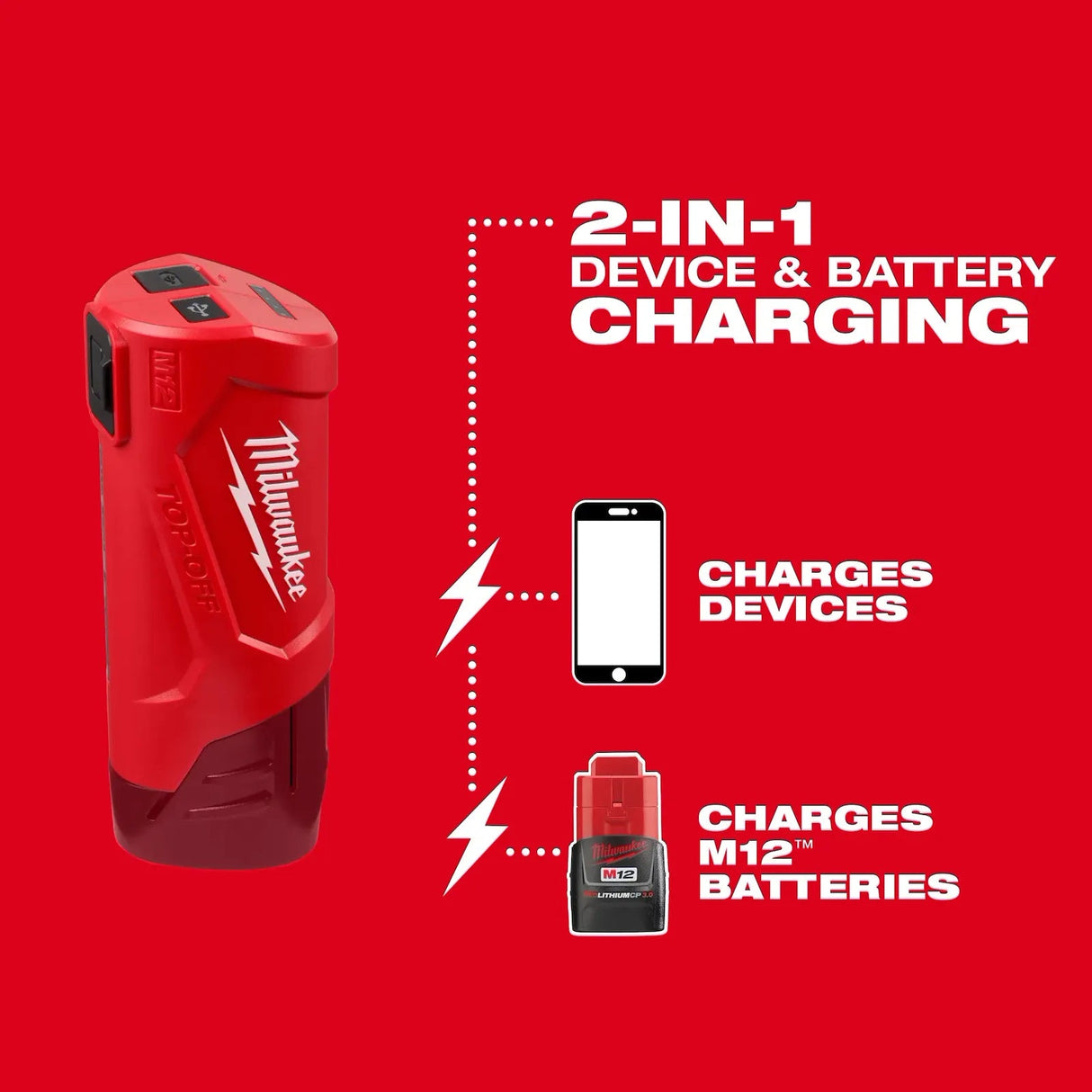 MILWAUKEE 48 - 59 - 1211 M12™ TOP - OFF™ Power Supply and Charger - Mississauga Hardware Centre Inc