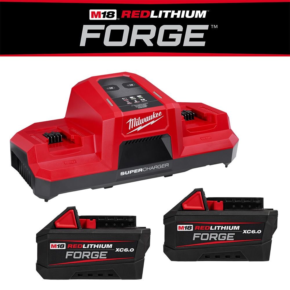 Milwaukee 48 - 59 - 1866 M18™ Dual Bay Super Charger Starter Kit with 2 XC 6.0 FORGE™ Batteries - Mississauga Hardware Centre Inc