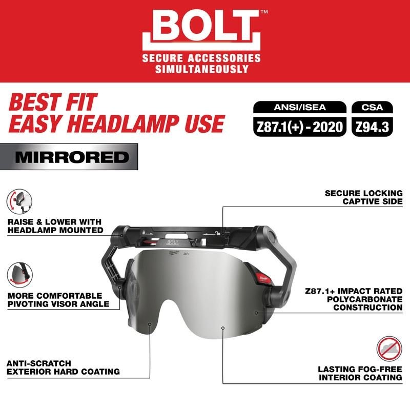 Milwaukee 48 - 73 - 1419 BOLT Eye Visor - Mirrored Dual Coat Lens (Compatible with Milwaukee BOLT Safety Helmets & BOLT Hard Hats) - Mississauga Hardware Centre Inc