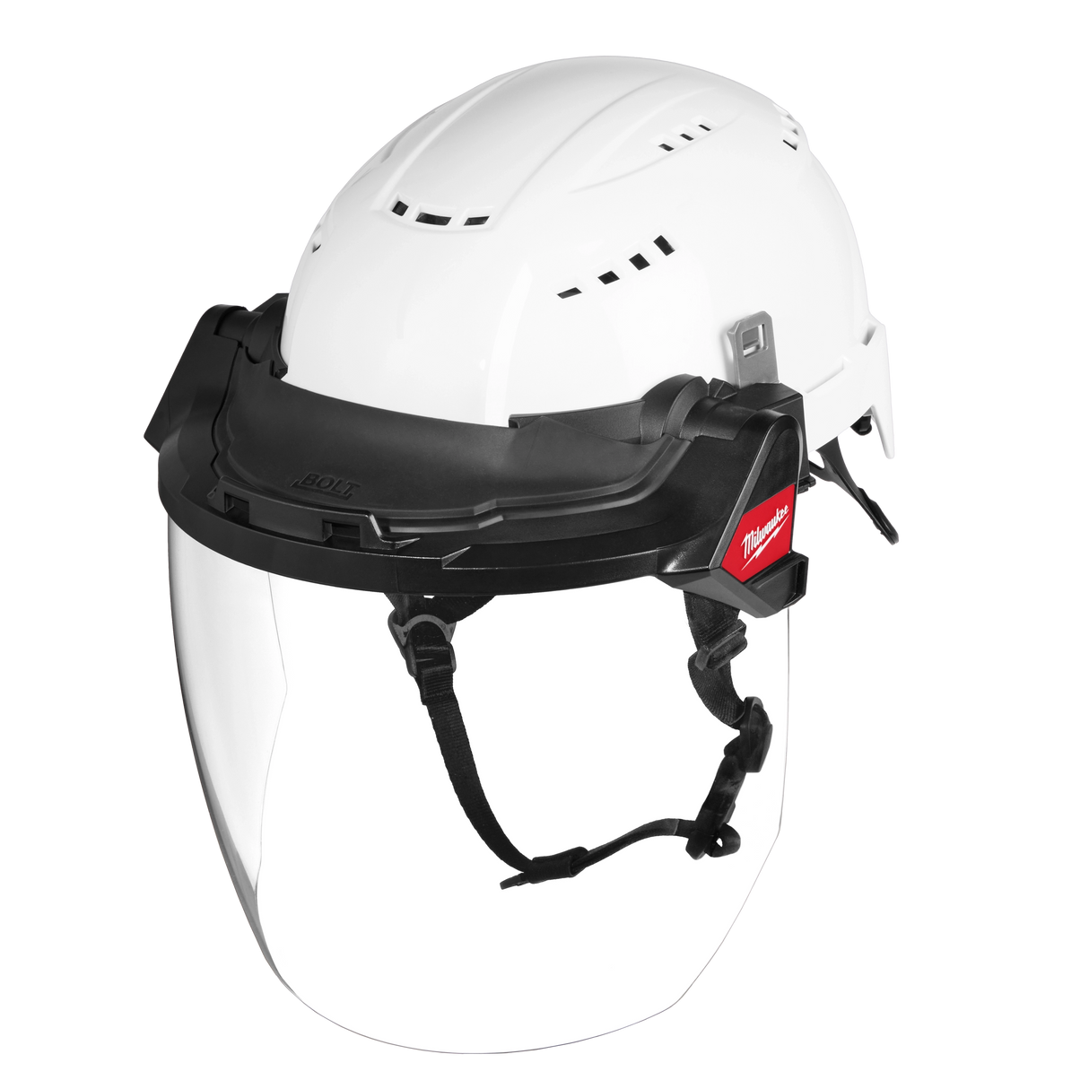 Milwaukee 48-73-1422 clear face shield on safety helmet