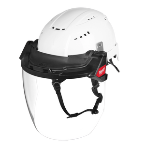 Milwaukee 48-73-1422 clear face shield on safety helmet