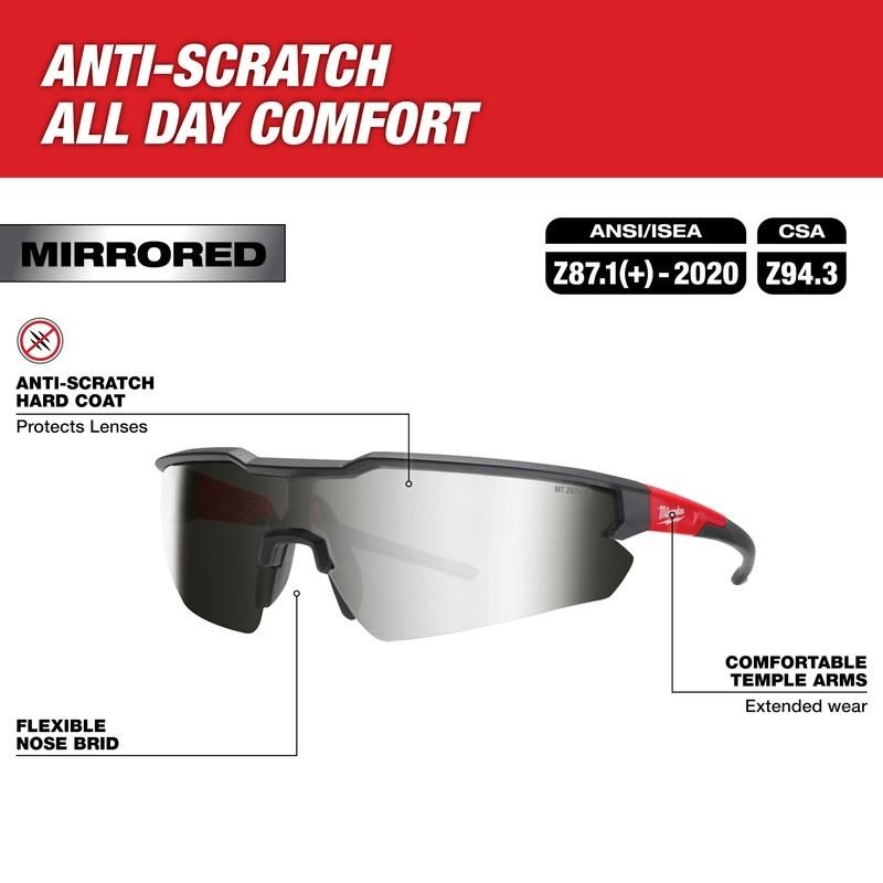 Milwaukee 48 - 73 - 2019 Safety Glasses - Mirrored Anti - Scratch Lenses - Mississauga Hardware Centre Inc