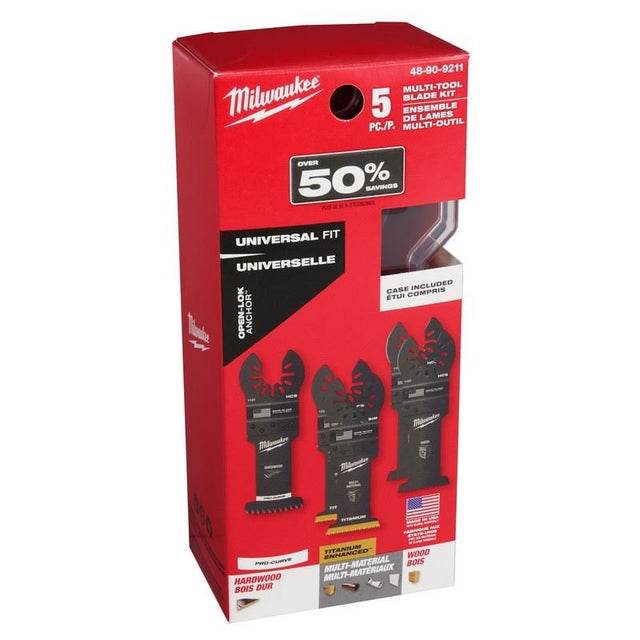 Milwaukee 48 - 90 - 9211 5pc Multi - Tool Oscillating Blade Kit w/Case - Mississauga Hardware Centre Inc