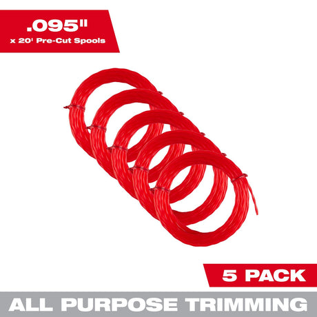 Milwaukee 49 - 16 - 2782 095" x 20’ (5 pk) Pre - Cut Twisted Trimmer Line - Mississauga Hardware Centre Inc