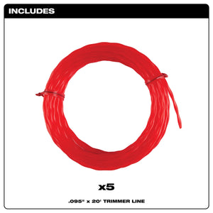 Milwaukee 49 - 16 - 2782 095" x 20’ (5 pk) Pre - Cut Twisted Trimmer Line - Mississauga Hardware Centre Inc