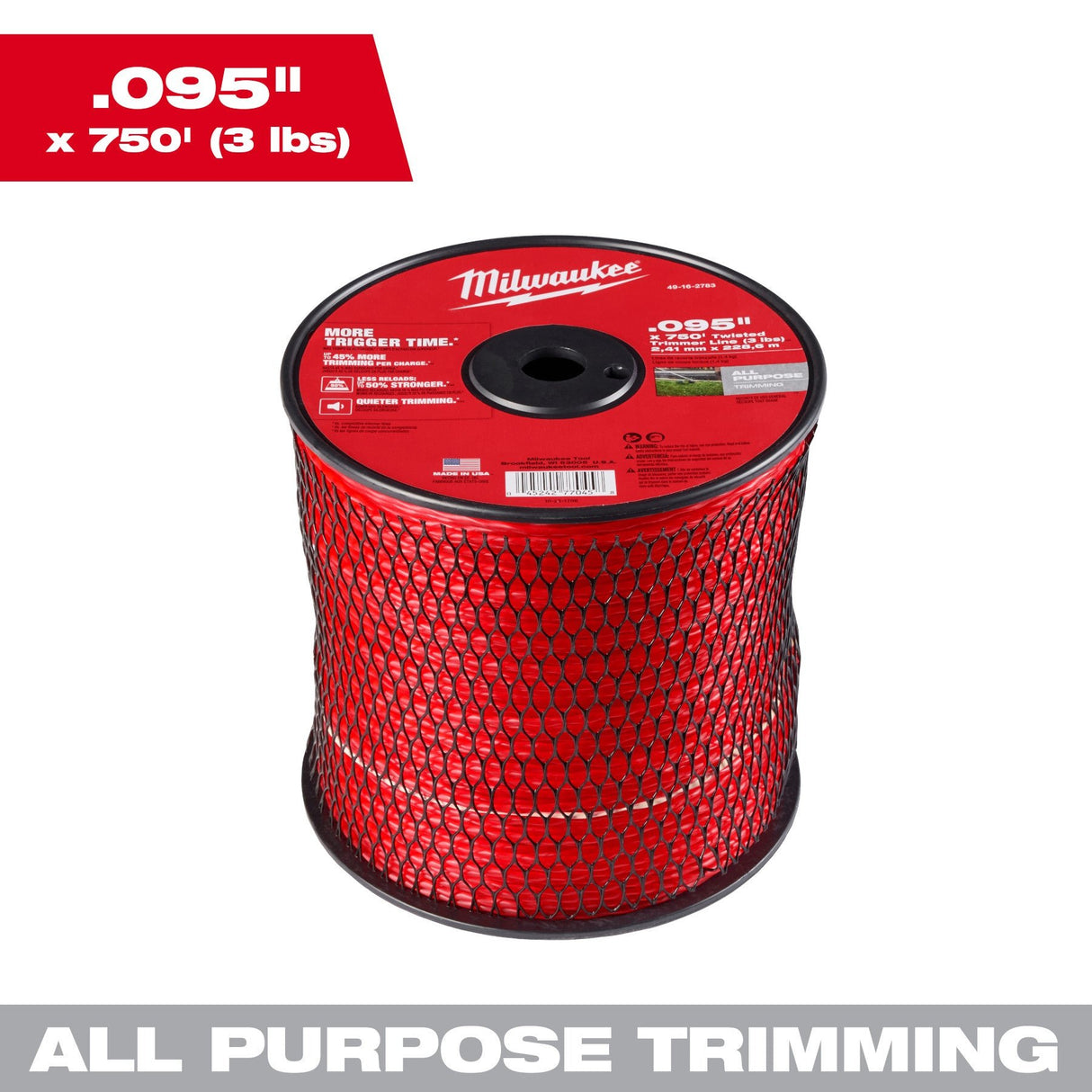 Milwaukee 49 - 16 - 2783 .095" x 750’ (3 lbs.) Twisted Trimmer Line - Mississauga Hardware Centre Inc