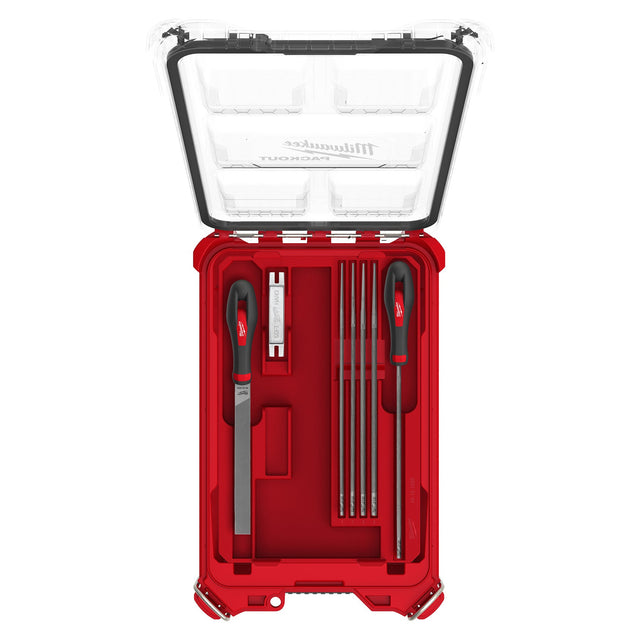 Milwaukee 49 - 16 - 2880 9pc Saw Chain Sharpening Set with PACKOUT™ Low - Profile Compact Organizer - Mississauga Hardware Centre Inc