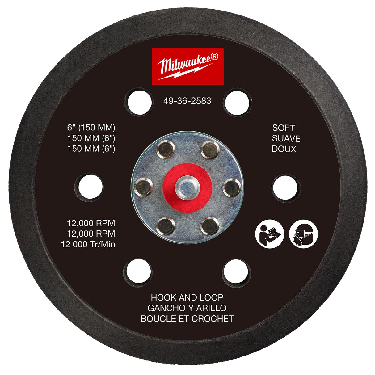 Milwaukee 49 - 36 - 2583 6" Hook & Loop Random Orbital Sander Backing Pad - Soft - Mississauga Hardware Centre Inc