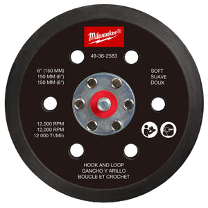 Milwaukee 49 - 36 - 2583 6" Hook & Loop Random Orbital Sander Backing Pad - Soft - Mississauga Hardware Centre Inc