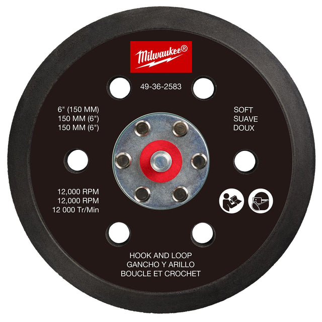 Milwaukee 49 - 36 - 2583 6" Hook & Loop Random Orbital Sander Backing Pad - Soft - Mississauga Hardware Centre Inc