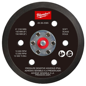 Milwaukee 49 - 36 - 2585 6" Pressure Sensitive Adhesive Random Orbital Sander Backing Pad - Soft - Mississauga Hardware Centre Inc