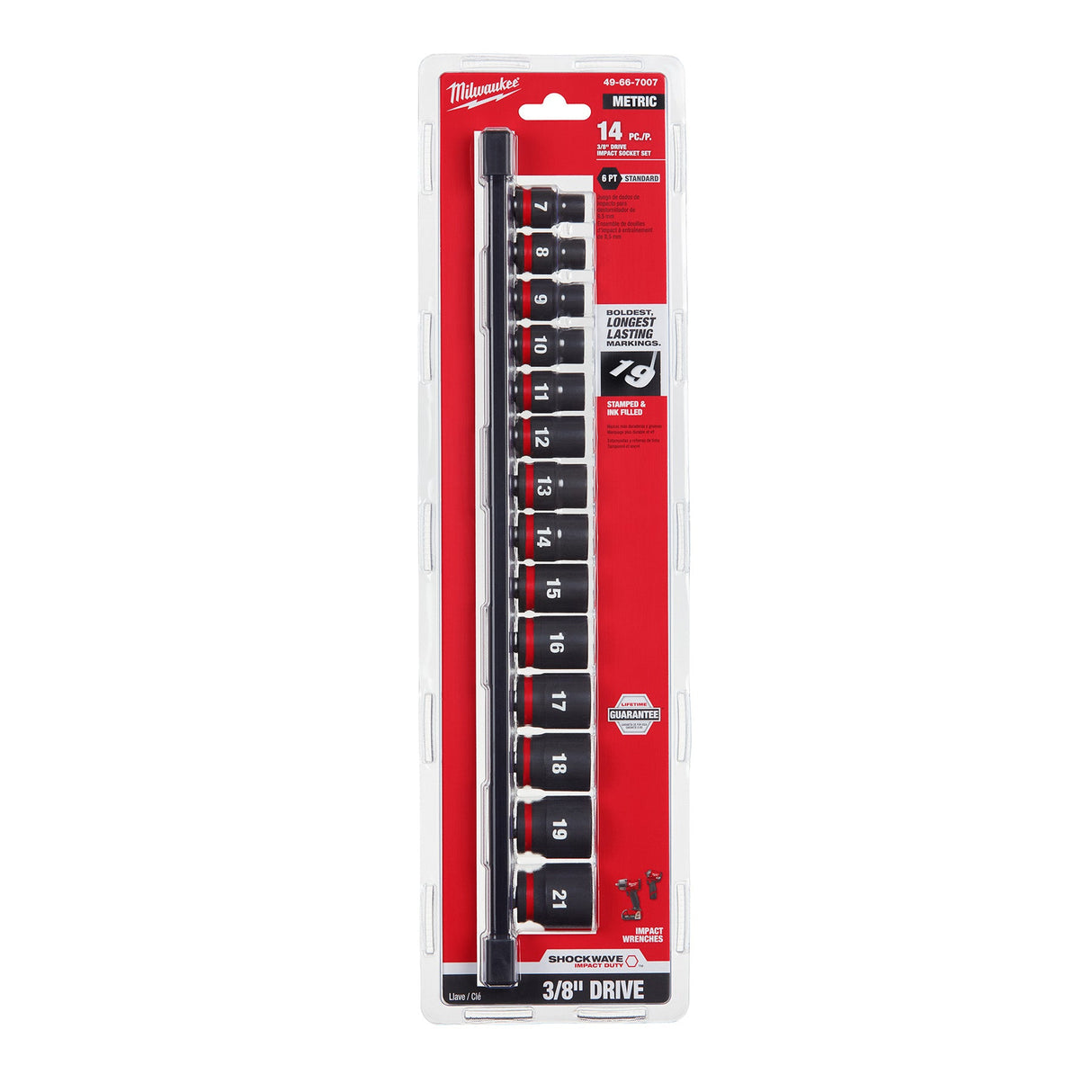 Milwaukee 49 - 66 - 7007 14PC SHOCKWAVE Impact Duty™ 3/8" Drive Metric Standard 6 Point Socket Set - Mississauga Hardware Centre Inc