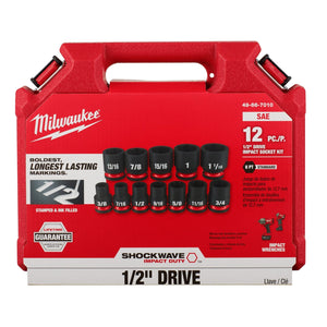 Milwaukee 49 - 66 - 7010 12pc SHOCKWAVE Impact Duty™ 1/2" Drive SAE Standard 6 Point Socket Set - Mississauga Hardware Centre Inc