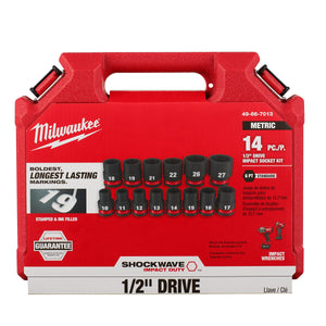 Milwaukee 49 - 66 - 7013 14PCSHOCKWAVE Impact Duty™ 1/2" Drive Metric Standard 6 Point Socket Set - Mississauga Hardware Centre Inc
