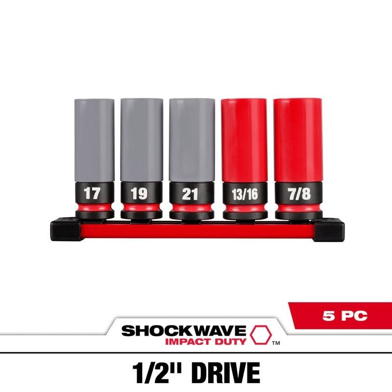 Milwaukee 49 - 66 - 7831 SHOCKWAVE 1/2 Drive SAE and Metric 5PC Lug Nut Wheel Socket Set - Mississauga Hardware Centre Inc