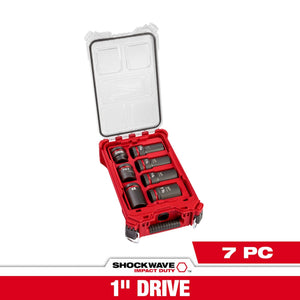 Milwaukee 49 - 66 - 7840 SHOCKWAVE Impact Duty™ 1” Drive 7PC MM & SAE Wheel Service Socket PACKOUT™ Set - Mississauga Hardware Centre Inc