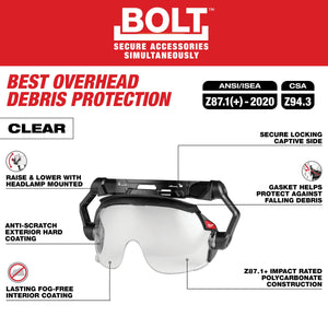 Milwaukee BOLT™ Gasketed Eye Visor - Dual Coat Lens (Compatible with Milwaukee® BOLT™ Safety Helmets & BOLT™ Hard Hats) - Mississauga Hardware Centre Inc