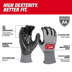 Milwaukee Cut Level 4 High - Dexterity Polyurethane Dipped Gloves LG - Mississauga Hardware Centre Inc