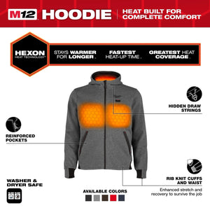 Milwaukee M12 Heated Hoodie - Grey MED - Mississauga Hardware Centre Inc