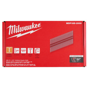 Milwaukee MDP16D - 2000 16D 3in x .131in Collated Duplex Nails - Mississauga Hardware Centre Inc